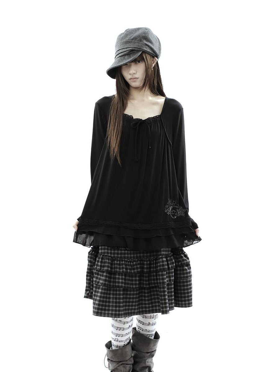 ang project Star Embroidered Lace Mesh Splice Tie Women&