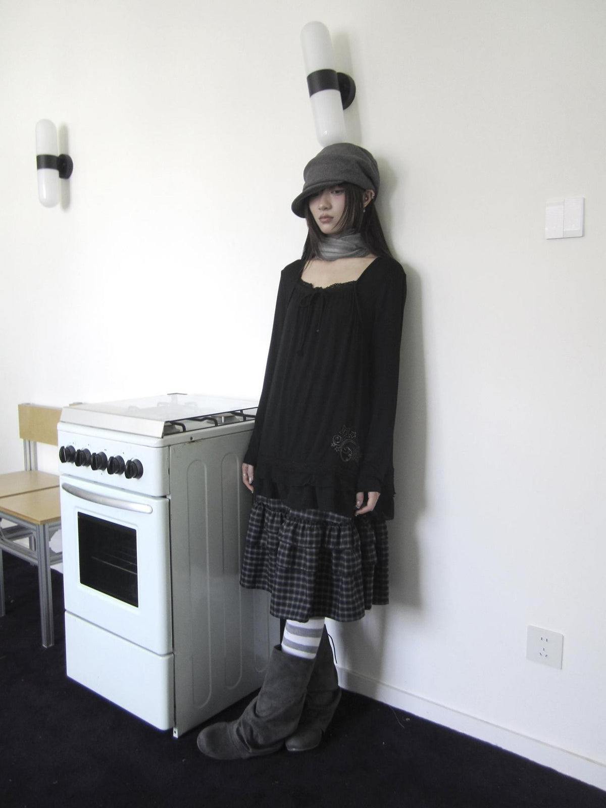 ang project Star Embroidered Lace Mesh Splice Tie Women&