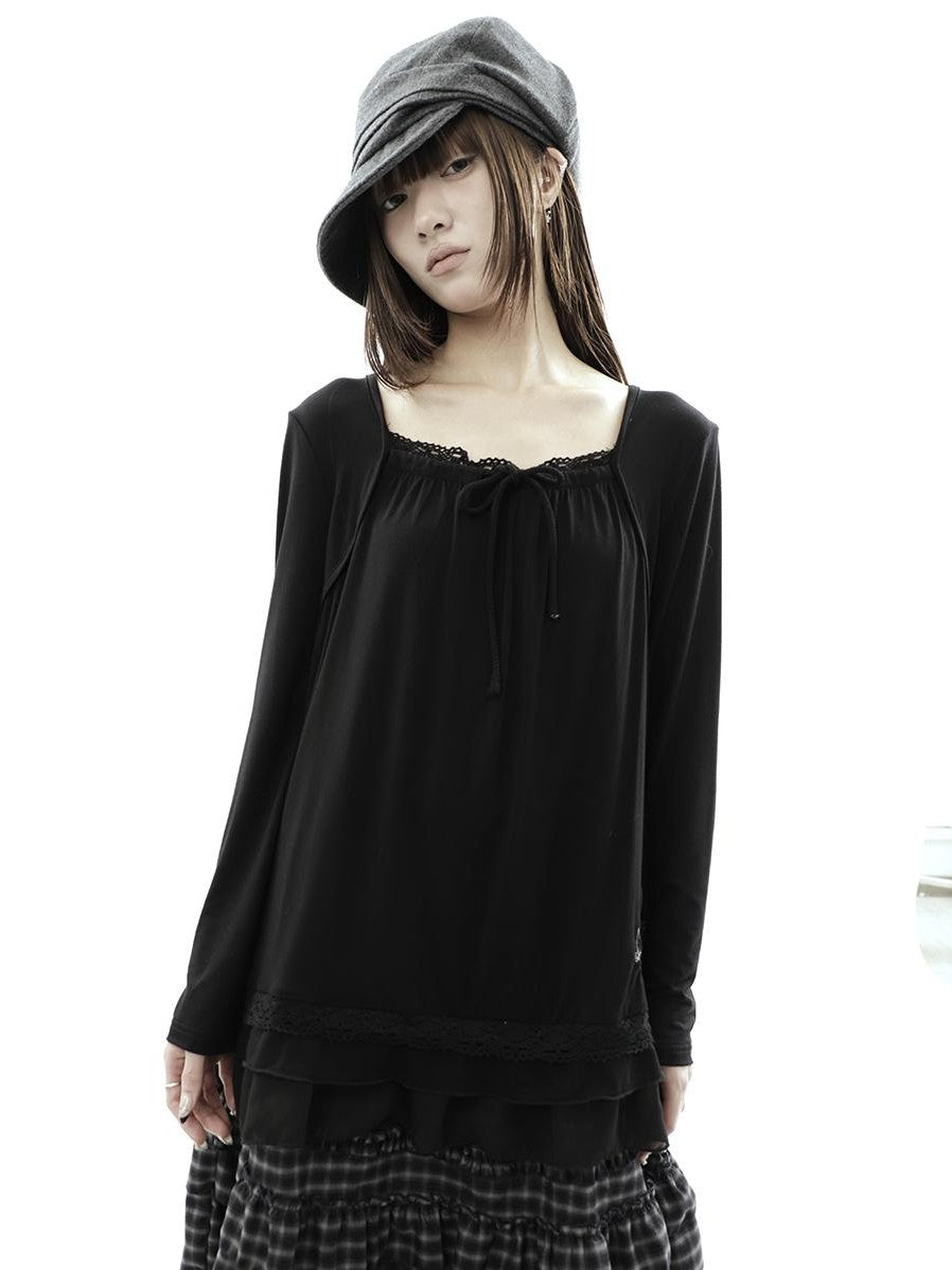 ang project Star Embroidered Lace Mesh Splice Tie Women&