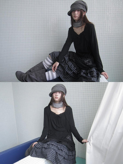 ang project Star Embroidered Lace Mesh Splice Tie Women&