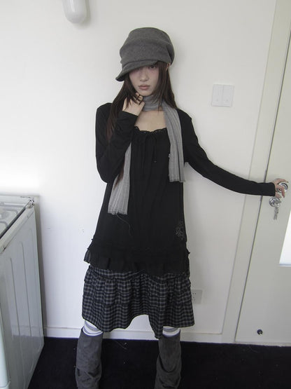 ang project Star Embroidered Lace Mesh Splice Tie Women&