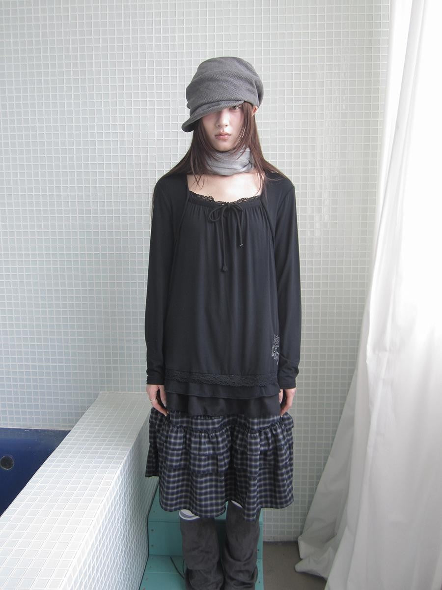 ang project Star Embroidered Lace Mesh Splice Tie Women&