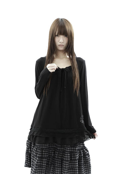 ang project Star Embroidered Lace Mesh Splice Tie Women&