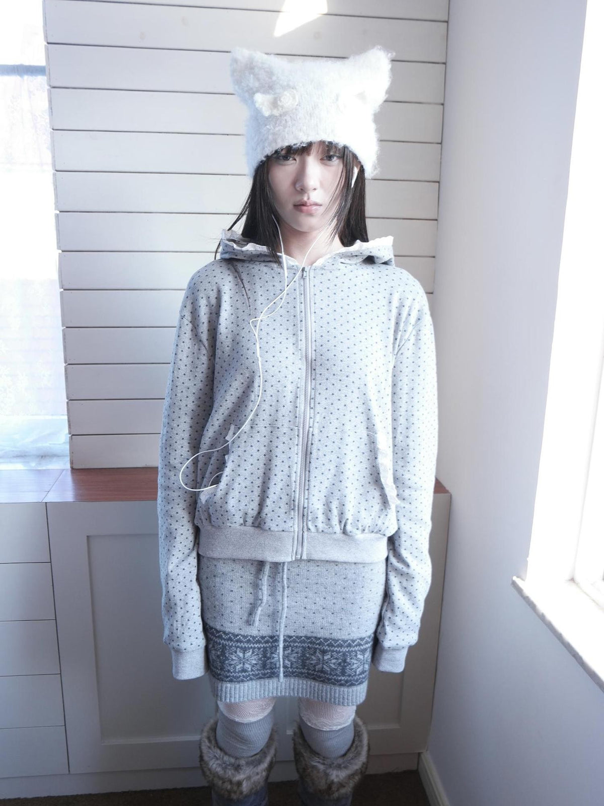 ang project Star Polka Dot Lace Trim Long Sleeve Women&