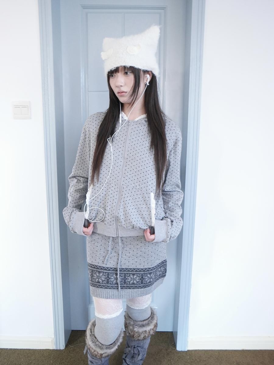 ang project Star Polka Dot Lace Trim Long Sleeve Women&