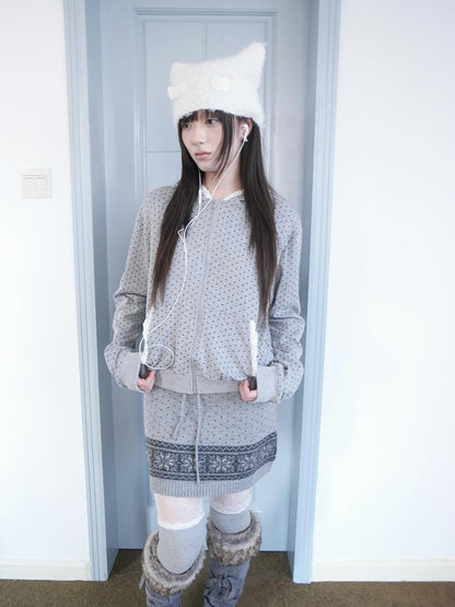 ang project Star Polka Dot Lace Trim Long Sleeve Women&