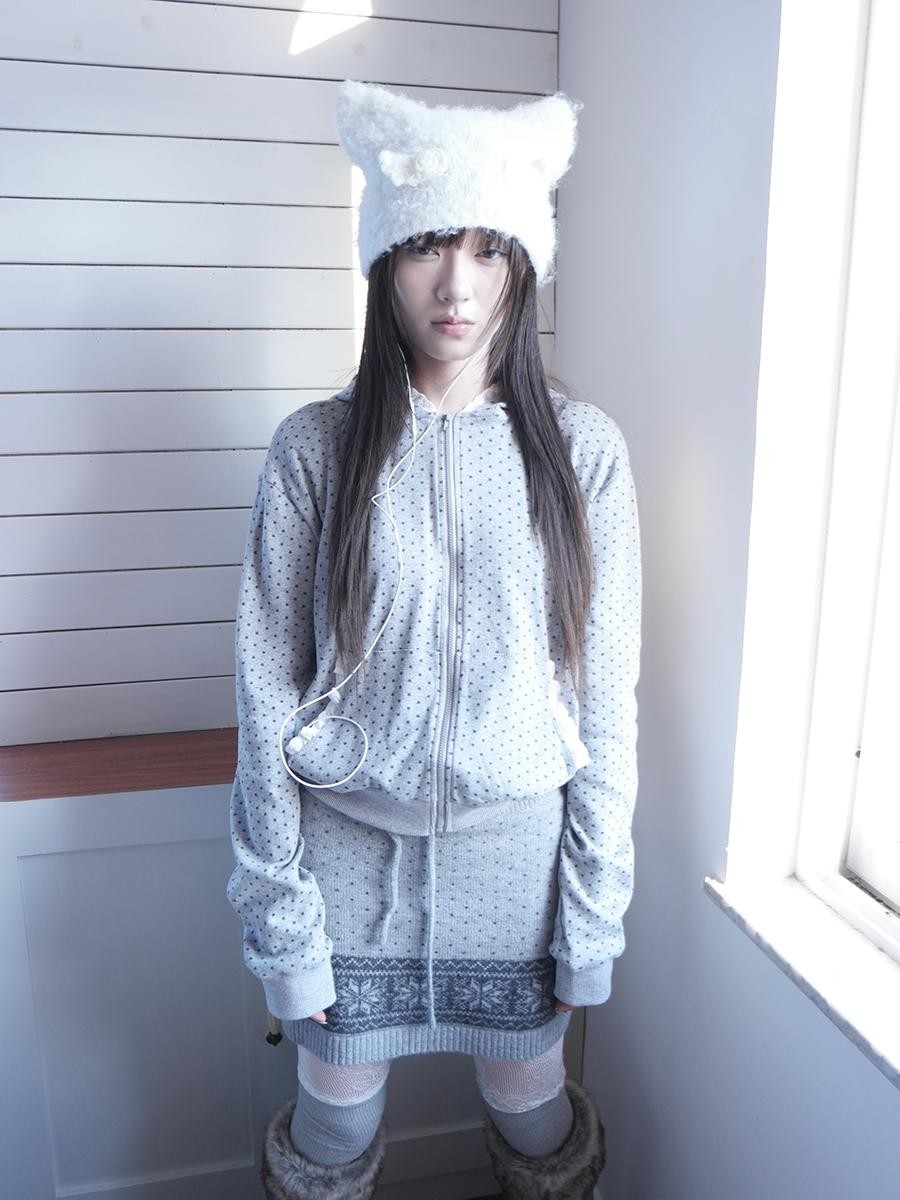 ang project Star Polka Dot Lace Trim Long Sleeve Women&