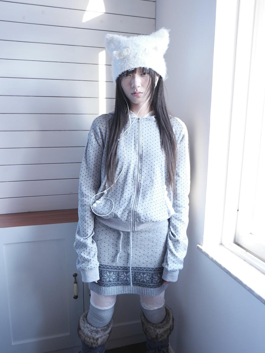 ang project Star Polka Dot Lace Trim Long Sleeve Women&