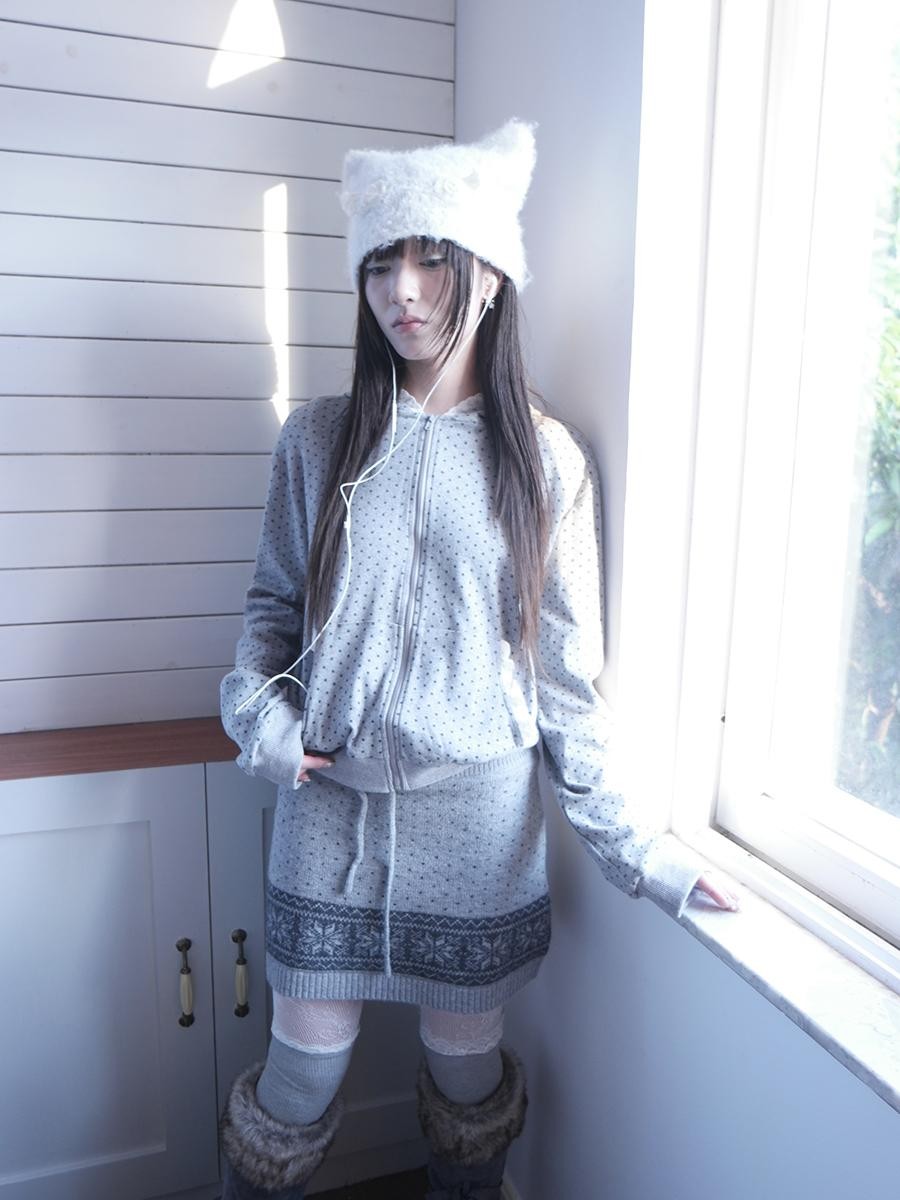 ang project Star Polka Dot Lace Trim Long Sleeve Women&