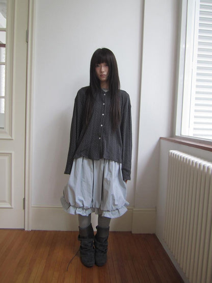ang project Star Print Button Long Sleeve Round Neck Women&