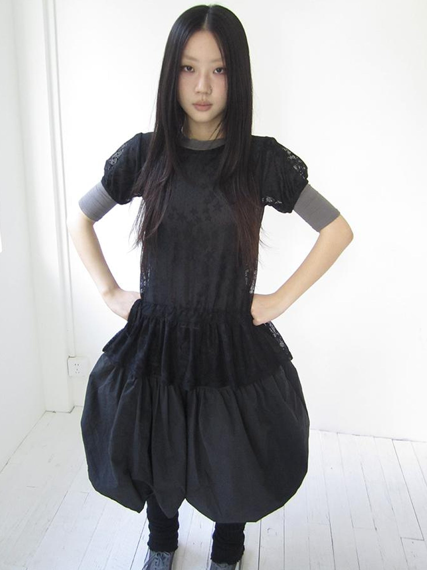 Updateang project Star Print Lace Top With Drawstring Waist