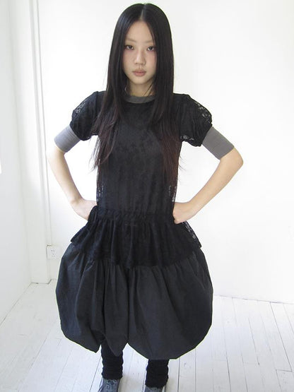 Updateang project Star Print Lace Top With Drawstring Waist