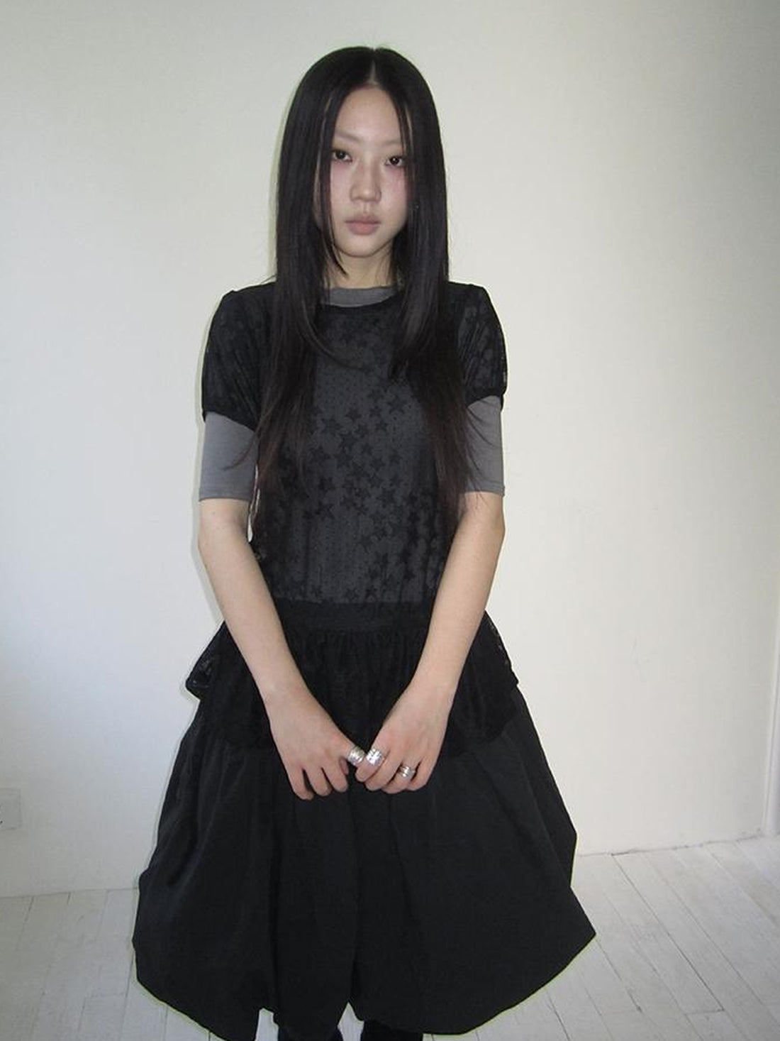 Updateang project Star Print Lace Top With Drawstring Waist