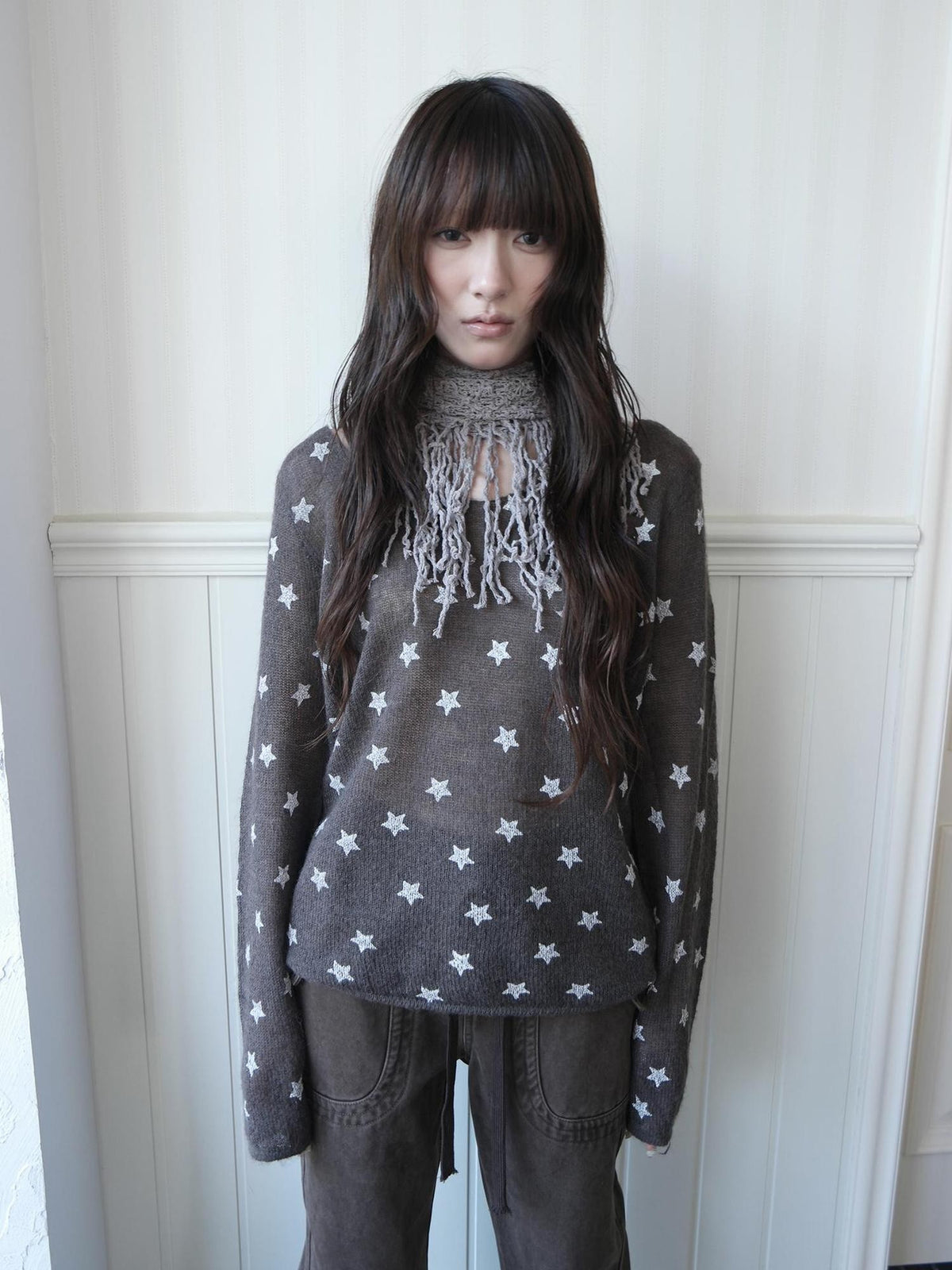 ang project Star Print V-neck Loose Fit Women&