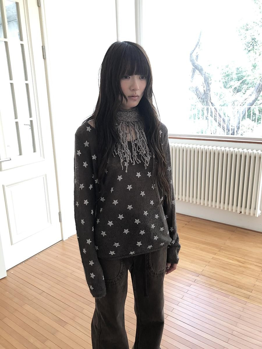 ang project Star Print V-neck Loose Fit Women&
