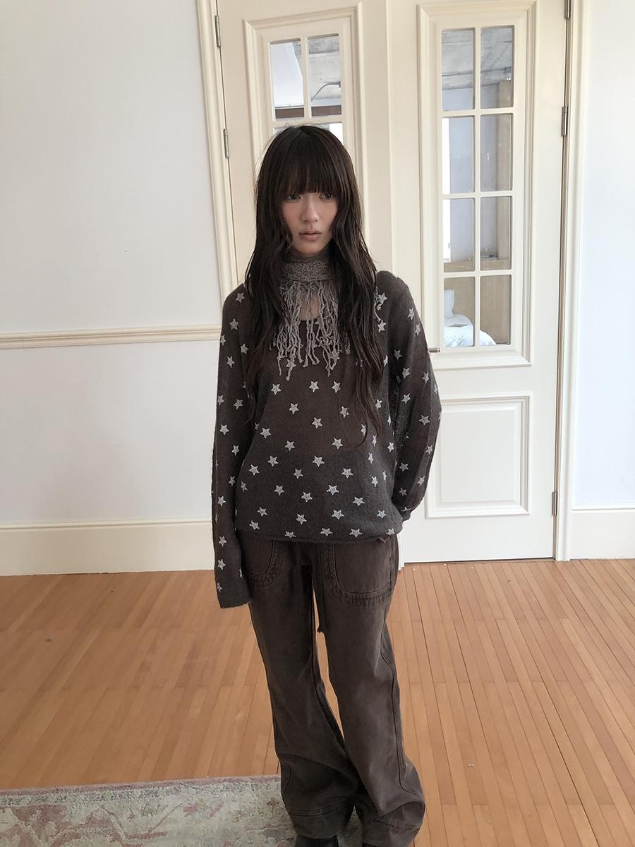 ang project Star Print V-neck Loose Fit Women&