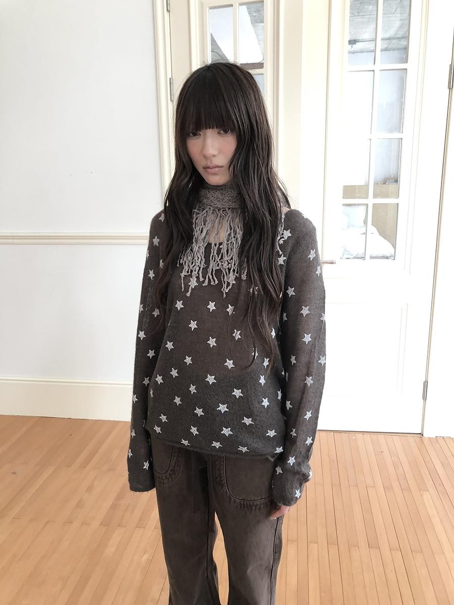 ang project Star Print V-neck Loose Fit Women&