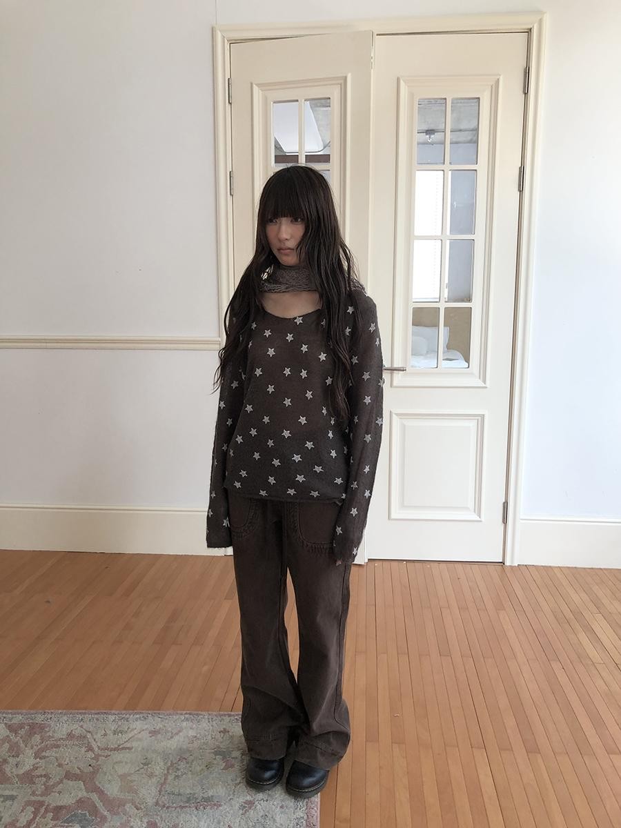 ang project Star Print V-neck Loose Fit Women&