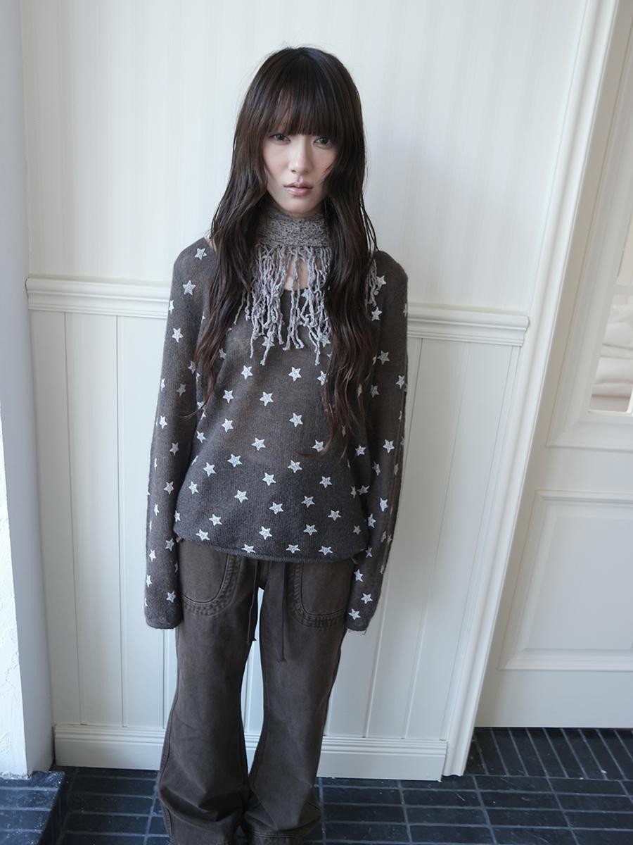 ang project Star Print V-neck Loose Fit Women&