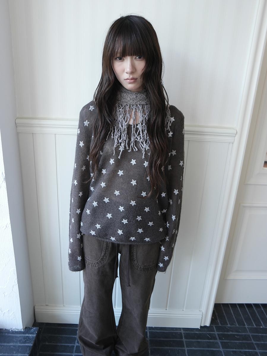 ang project Star Print V-neck Loose Fit Women&