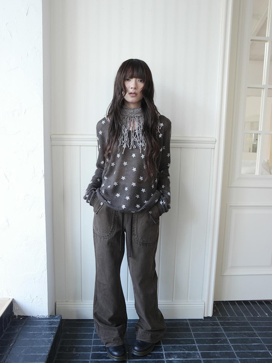 ang project Star Print V-neck Loose Fit Women&