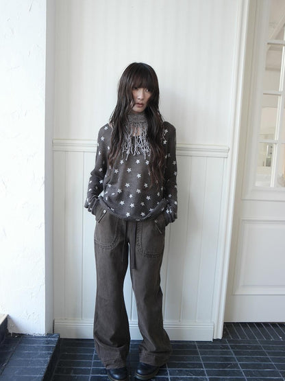ang project Star Print V-neck Loose Fit Women&