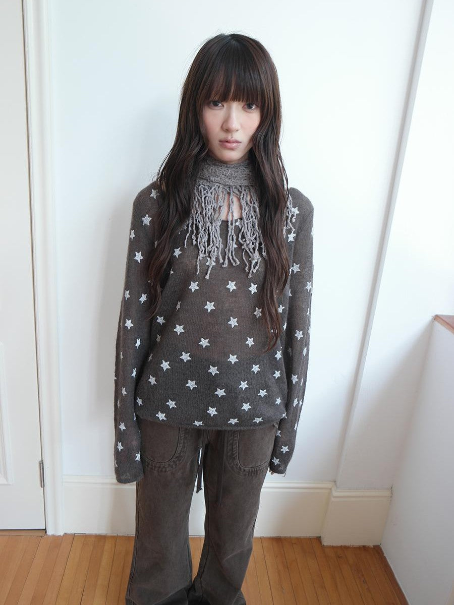 ang project Star Print V-neck Loose Fit Women&