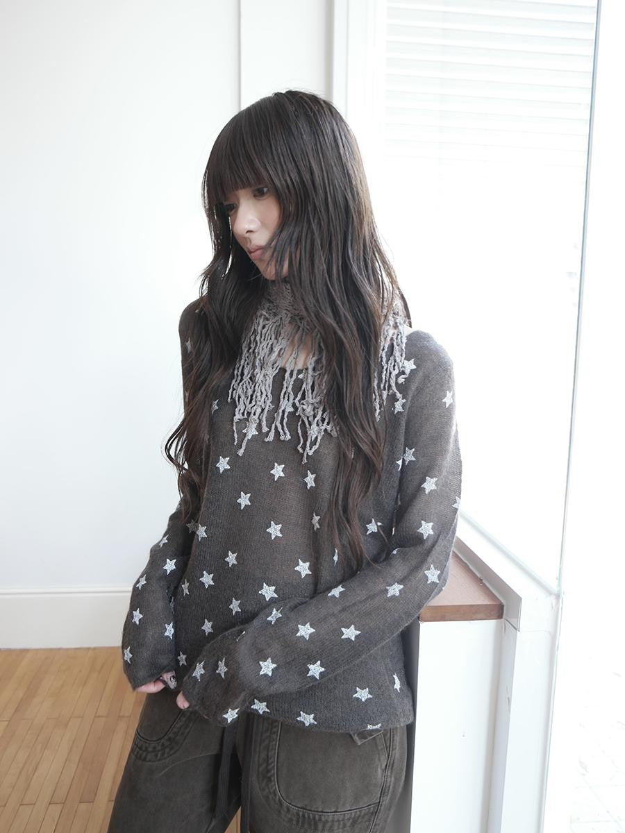 ang project Star Print V-neck Loose Fit Women&
