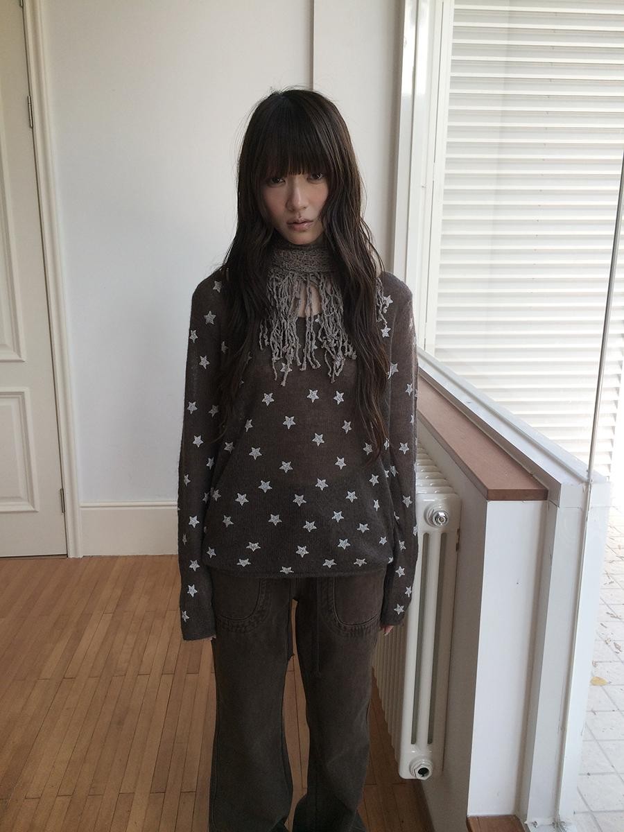 ang project Star Print V-neck Loose Fit Women&