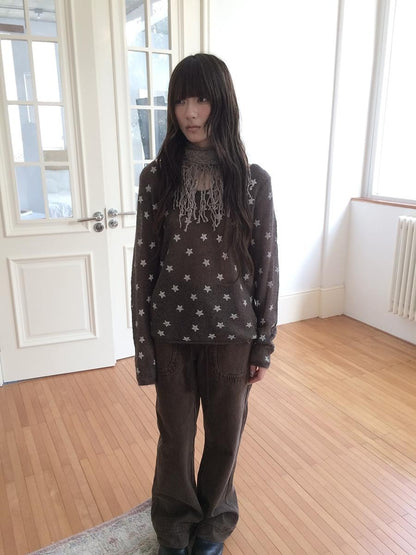 ang project Star Print V-neck Loose Fit Women&
