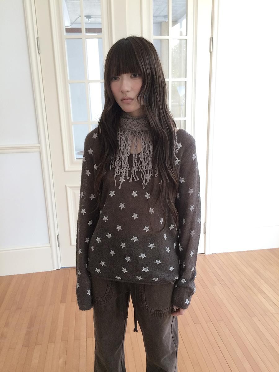 ang project Star Print V-neck Loose Fit Women&