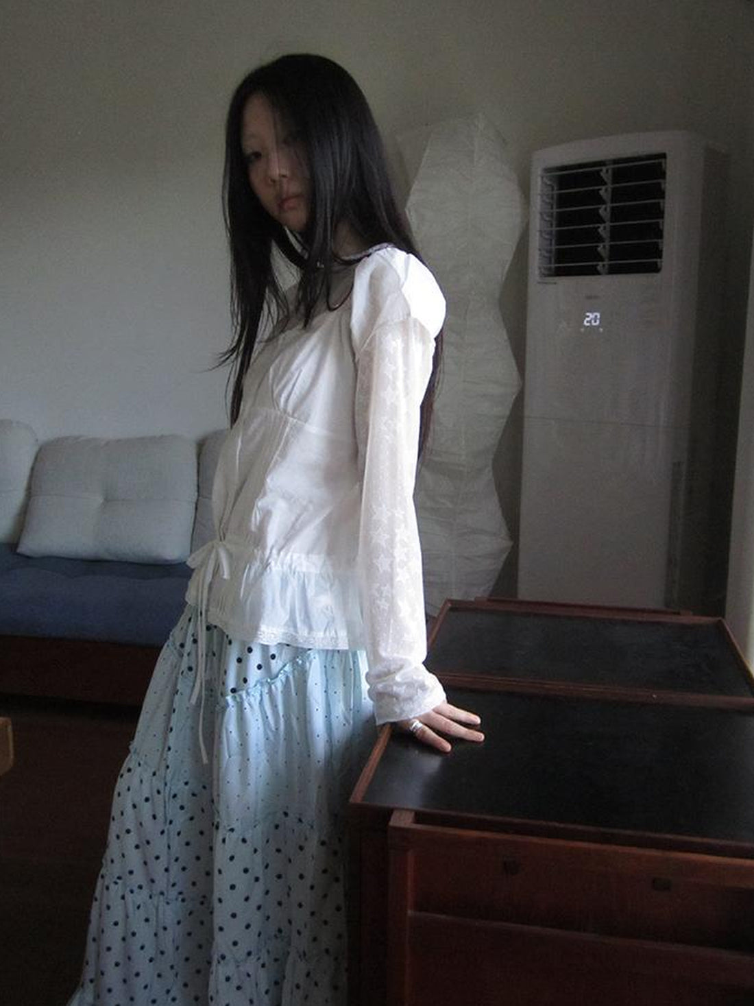 Updateang project Star Sheer Layering Tee Summer Lightweight Long Sleeve Top