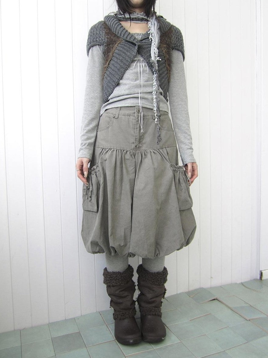 ang project Star Studded Drawstring Bubble Hem Denim Women&