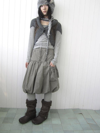 ang project Star Studded Drawstring Bubble Hem Denim Women&
