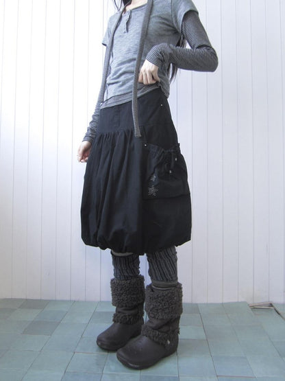 ang project Star Studded Drawstring Bubble Hem Denim Women&