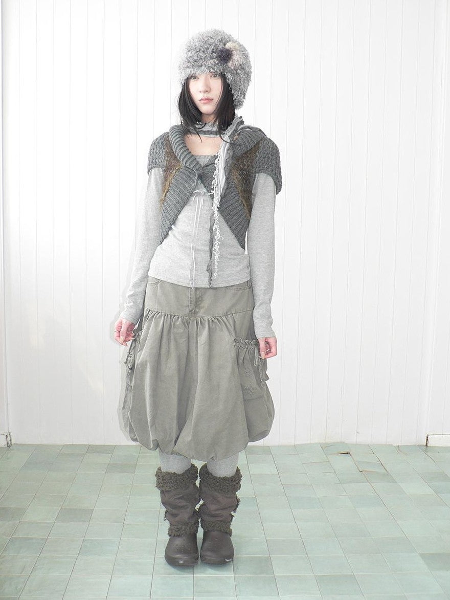 ang project Star Studded Drawstring Bubble Hem Denim Women&