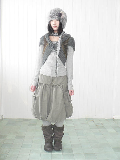 ang project Star Studded Drawstring Bubble Hem Denim Women&