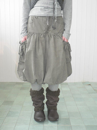 ang project Star Studded Drawstring Bubble Hem Denim Women&