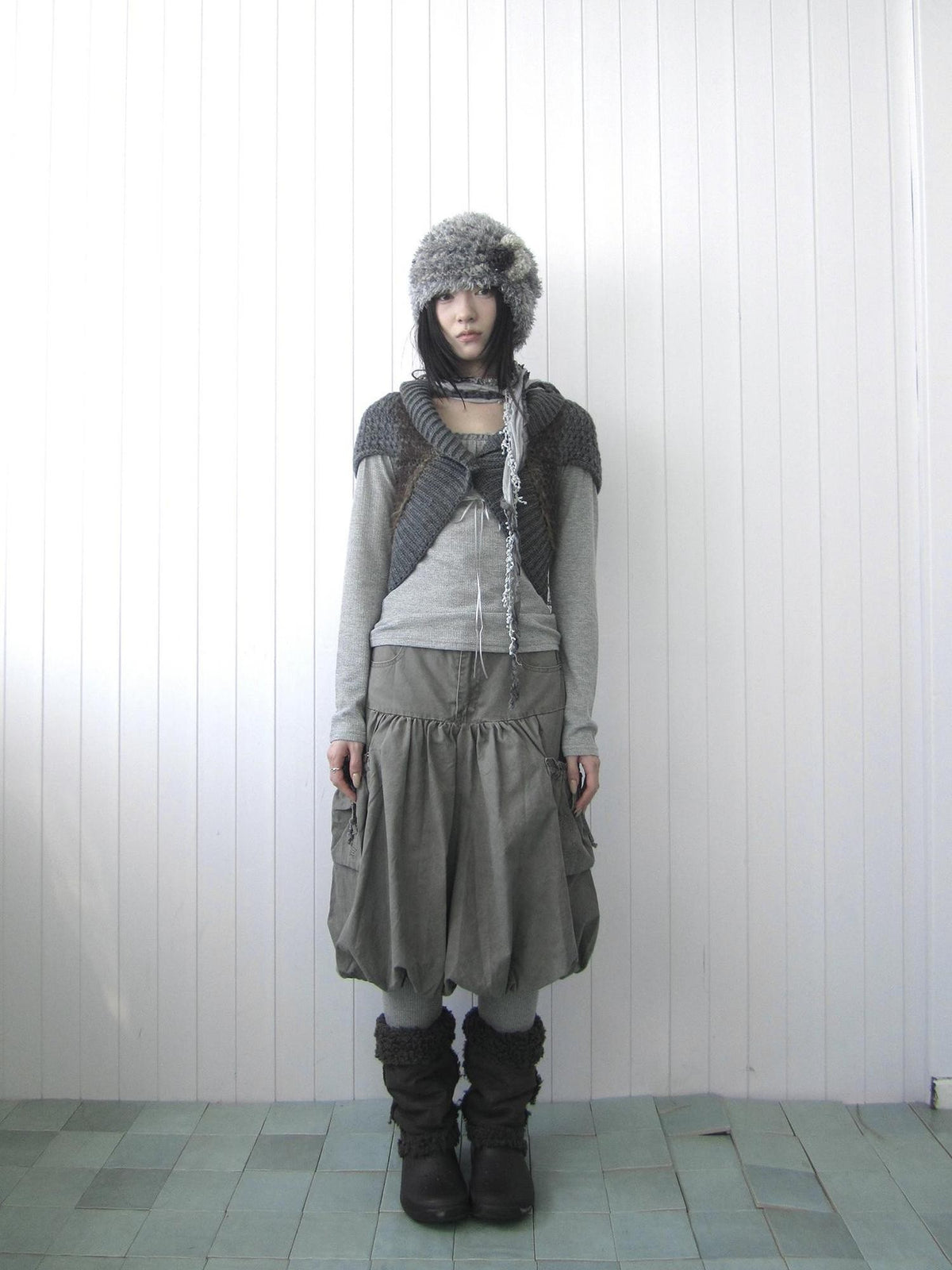 ang project Star Studded Drawstring Bubble Hem Denim Women&