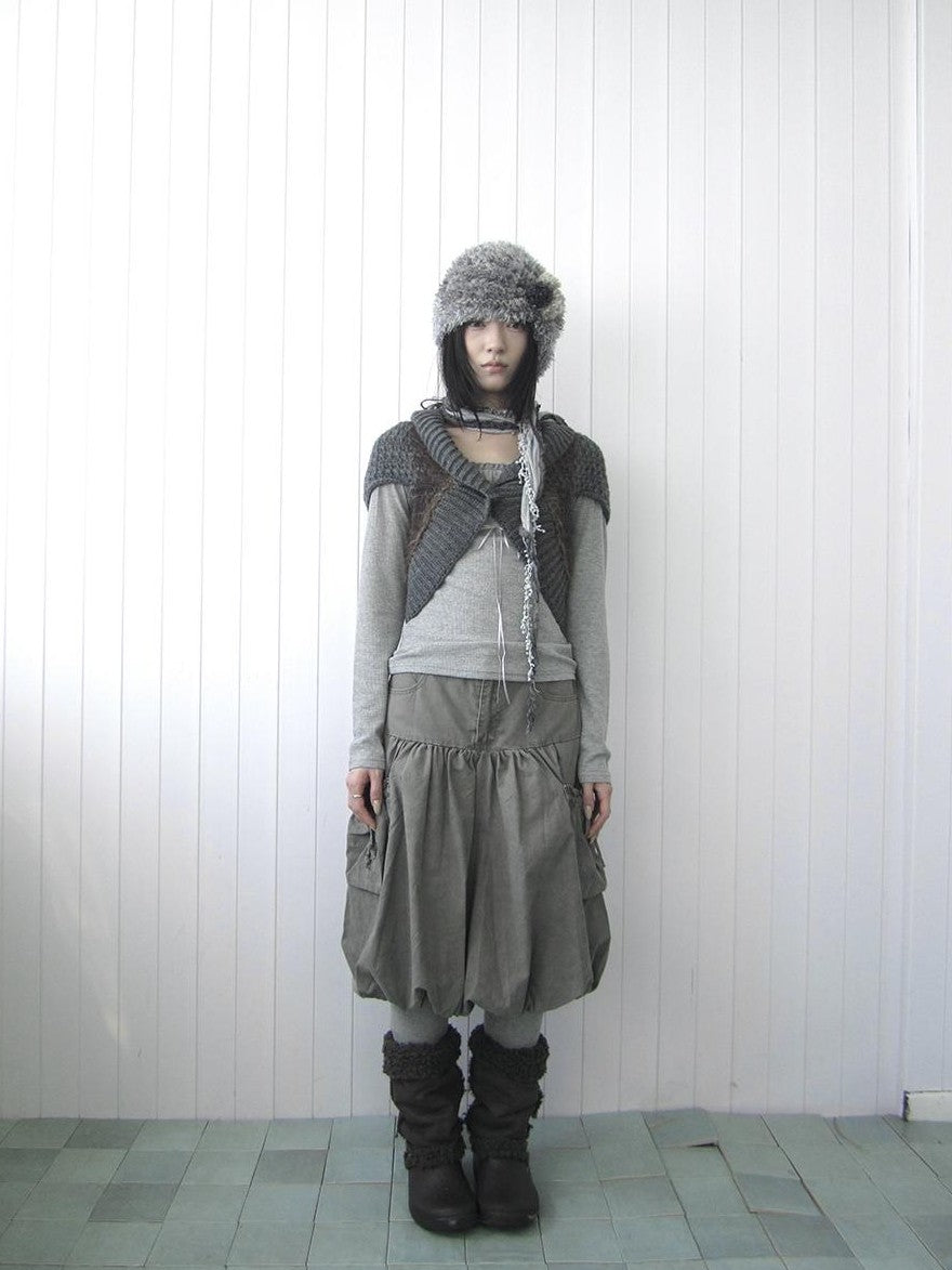 ang project Star Studded Drawstring Bubble Hem Denim Women&