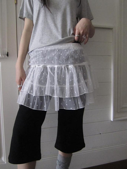 ang project Starry Ballet Mesh Overlay Skirt