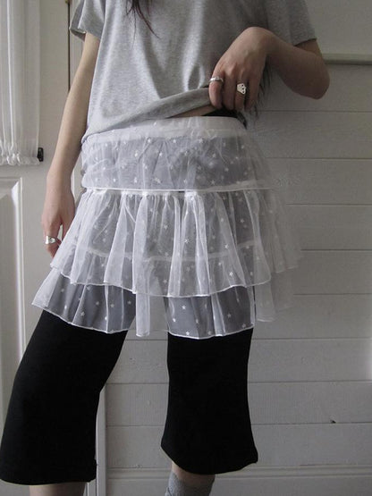 ang project Starry Ballet Mesh Overlay Skirt