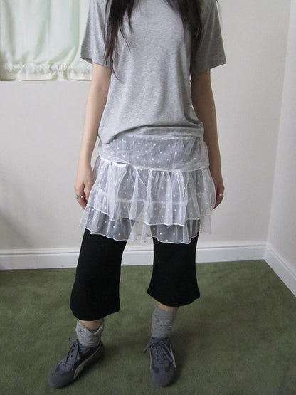 ang project Starry Ballet Mesh Overlay Skirt