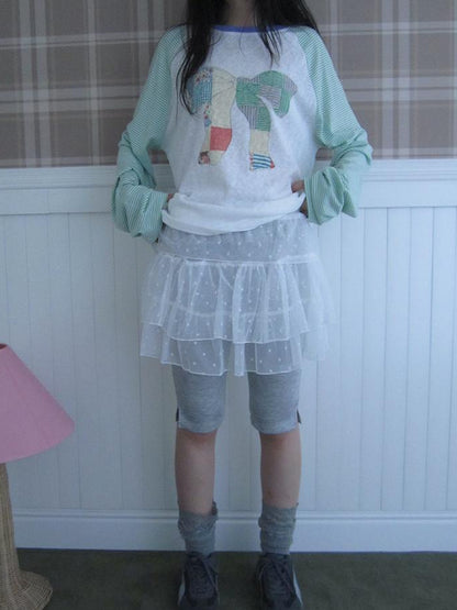 ang project Starry Ballet Mesh Overlay Skirt