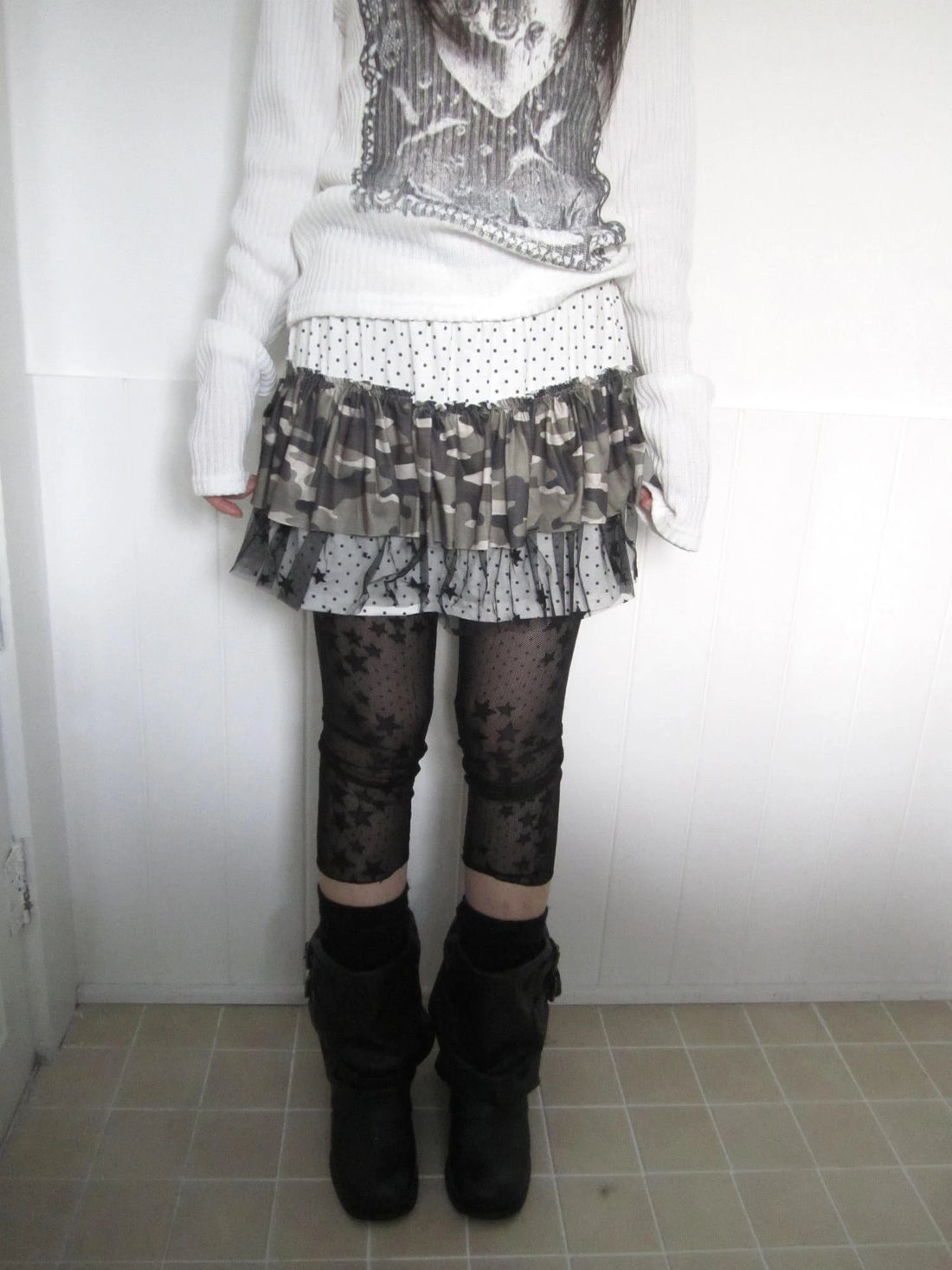 Stars Camouflage Mesh Tulle Cake Dress