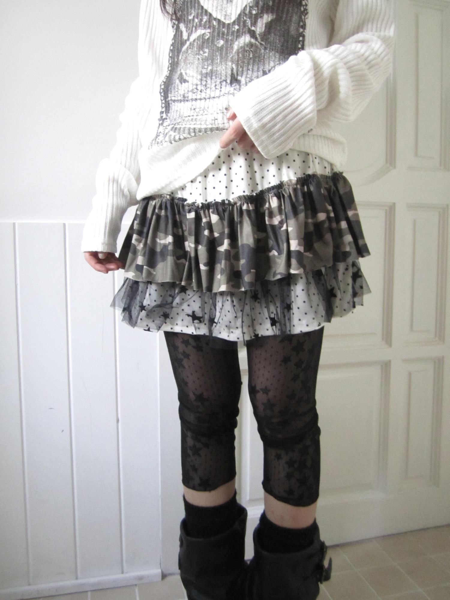 ang project Stars Camouflage Mesh Tulle Cake Dress