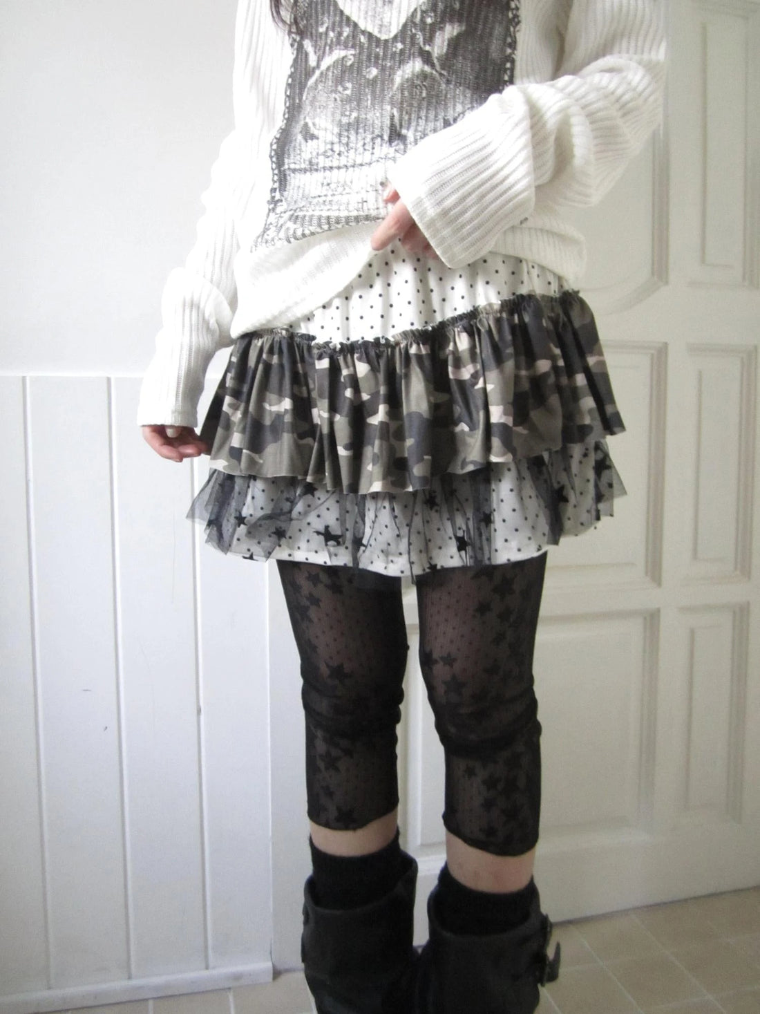 Stars Camouflage Mesh Tulle Cake Dress