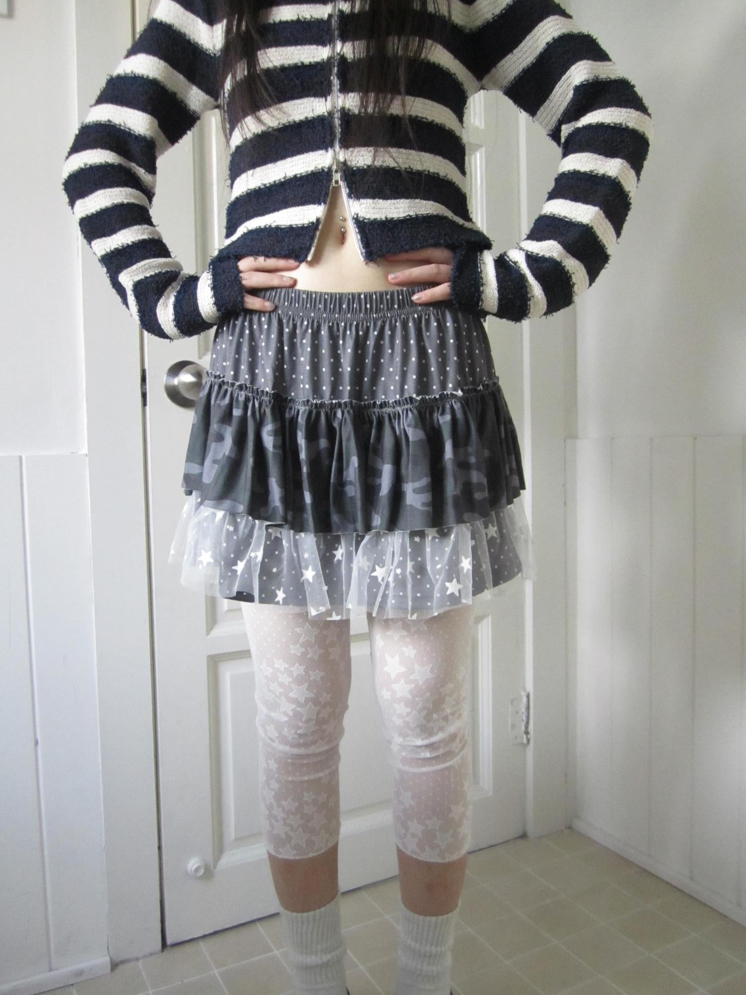 ang project Stars Camouflage Mesh Tulle Cake Dress
