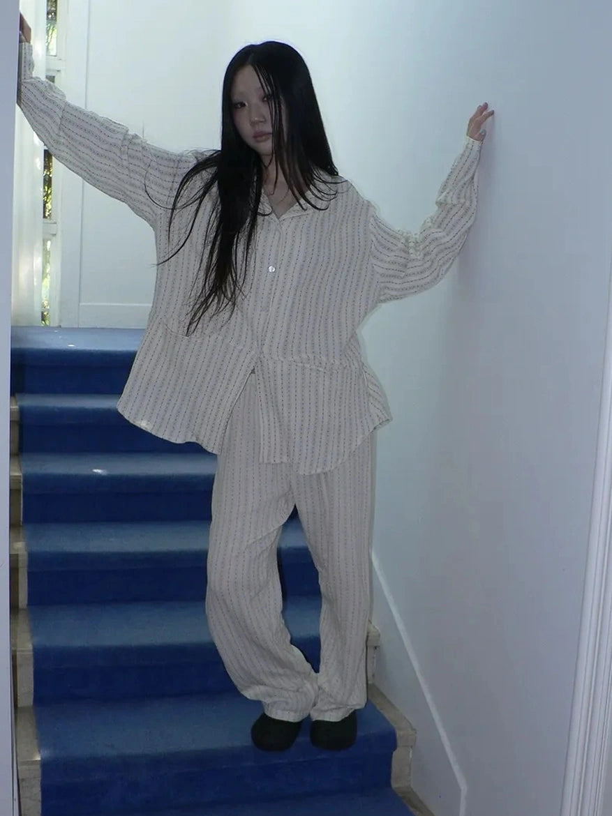 ang project Stars Print Double Gauze Pajama Set Hoodies/Sweatshirt