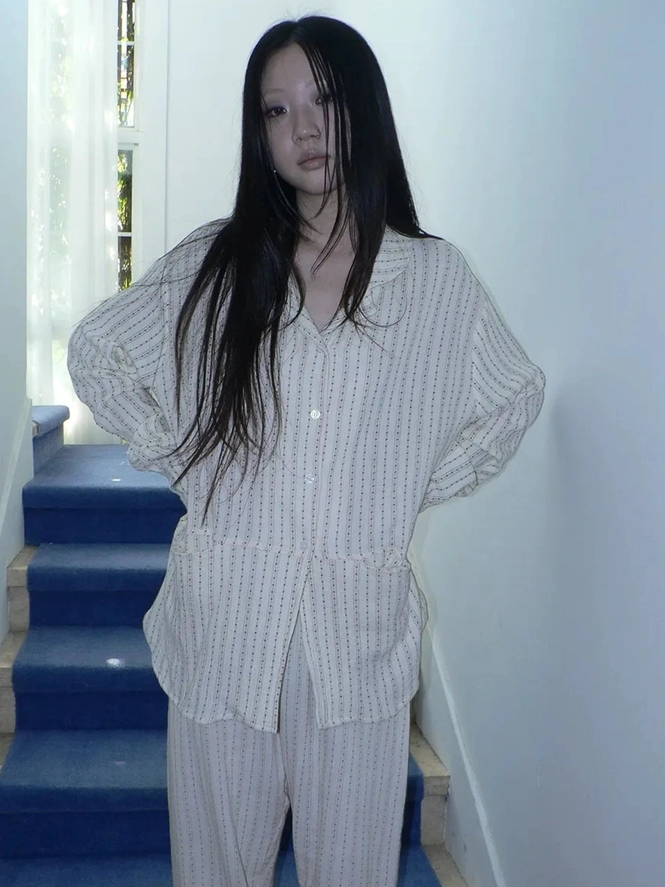 ang project Stars Print Double Gauze Pajama Set Hoodies/Sweatshirt